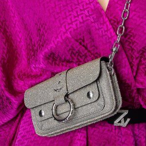Zadig & Voltaire  |  Kate Moss Wallet, Silver Sparkle Clutch/Belt Bag